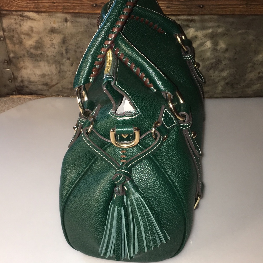 Dooney & Bourke small Sorrento Satchel in Forest Green with Strap - Picture 5 of 11